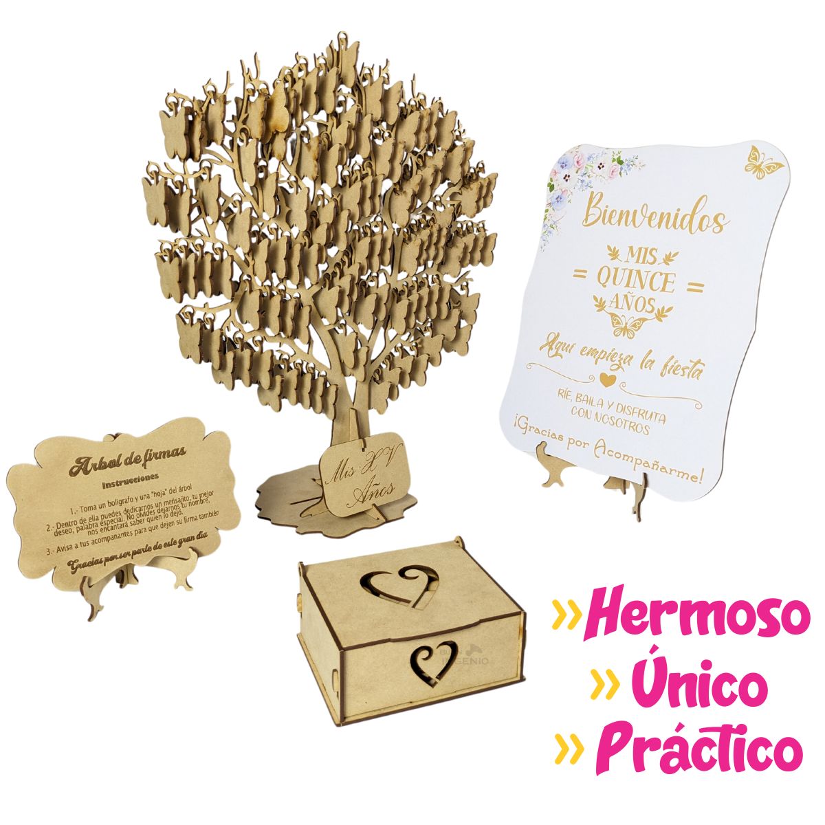 Arbol De Firmas 18 Años Mariposas Otras Figura Letrero Bienvenida