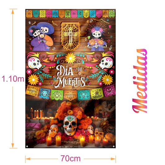 Lona impresa decoración altar ofrenda Dia de Muertos Halloween