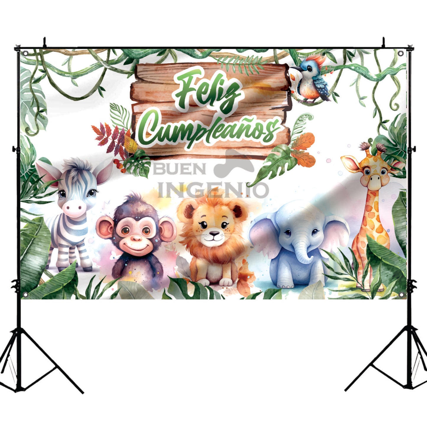 Lona impresa decoración fiesta mesa de dulces tema Tiernos Animales de la Jungla