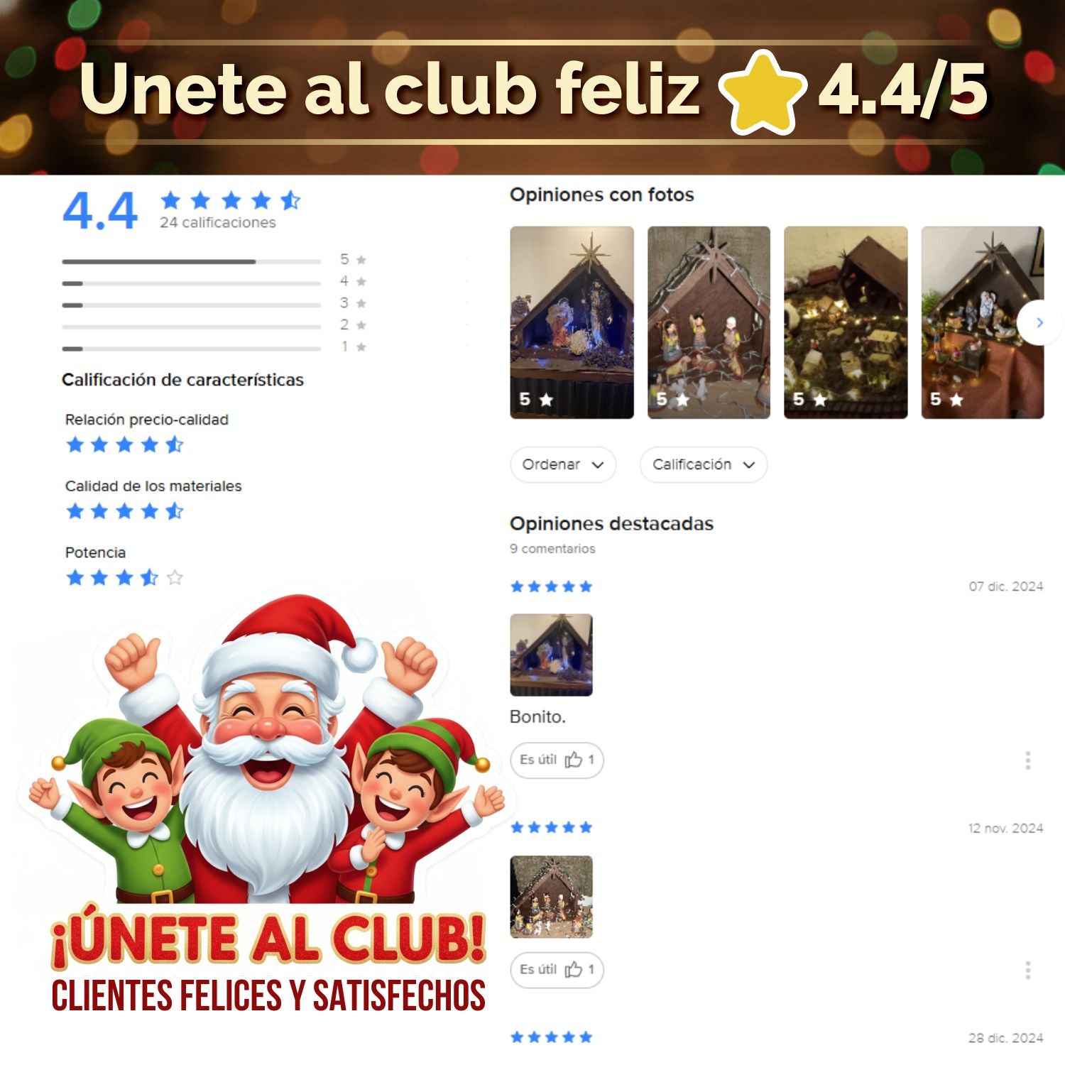 Pesebre Navideño Artesanal Madera Nacimiento Portal de Belén Casa Decoración Navideña