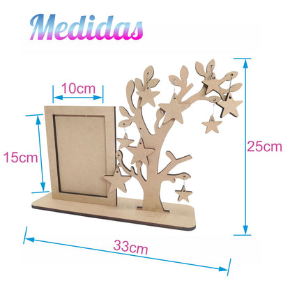 Adorno Centro de Mesa Angelito con Arbol Estrellas Bautizo Baby Shower