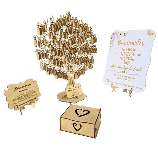 Arbol De Firmas XV Mariposas Otras Figura Letrero Bienvenida