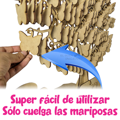 Arbol De Firmas XV Mariposas Otras Figura Letrero Bienvenida