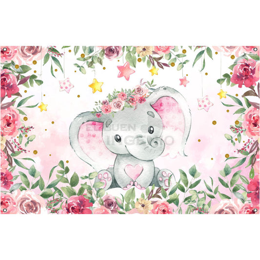 Lona impresa decoración fiesta mesa de dulces tema Baby Shower Baby Elefante