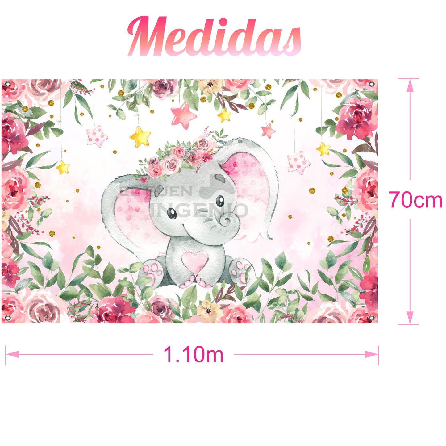 Lona impresa decoración fiesta mesa de dulces tema Baby Shower Baby Elefante