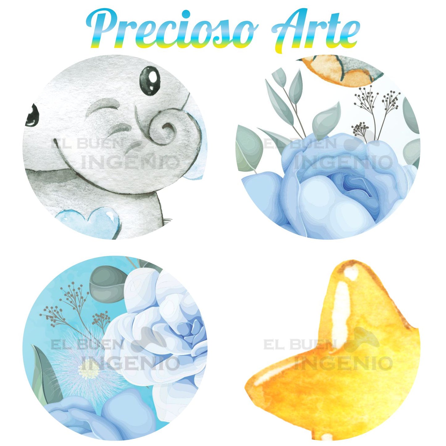 Lona impresa decoración fiesta mesa de dulces tema Baby Shower Baby Elefante Azul