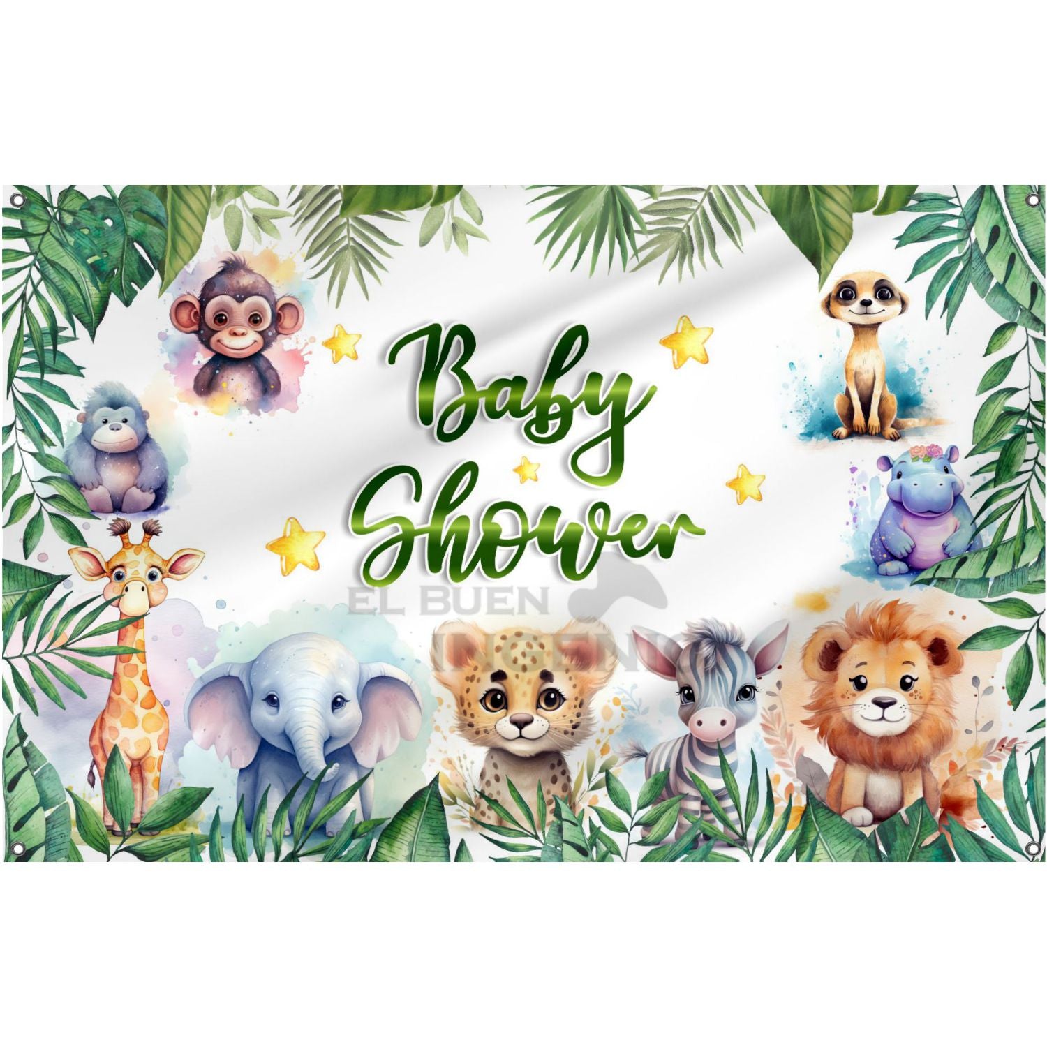 Lona impresa decoración fiesta mesa de dulces tema Baby Shower Safari Jungla