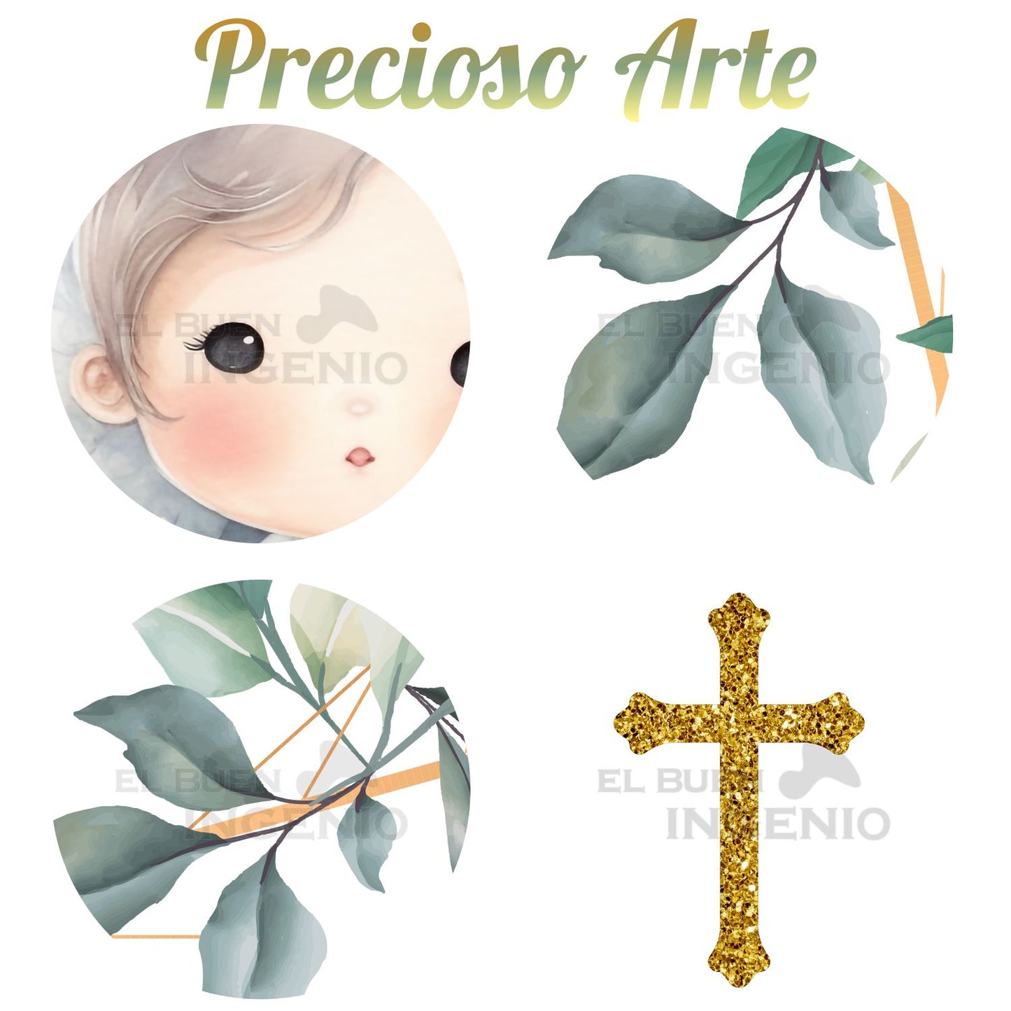 Lona impresa decoración fiesta mesa de dulces tema Angelito Mi Bautizo