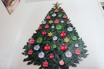 Árbol De Navidad De Pared Colgante Con Esferas Y Estrella