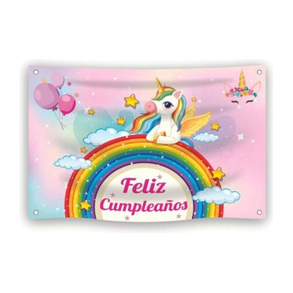 Lona tema Unicornio impresa decoración fiesta mesa de dulces