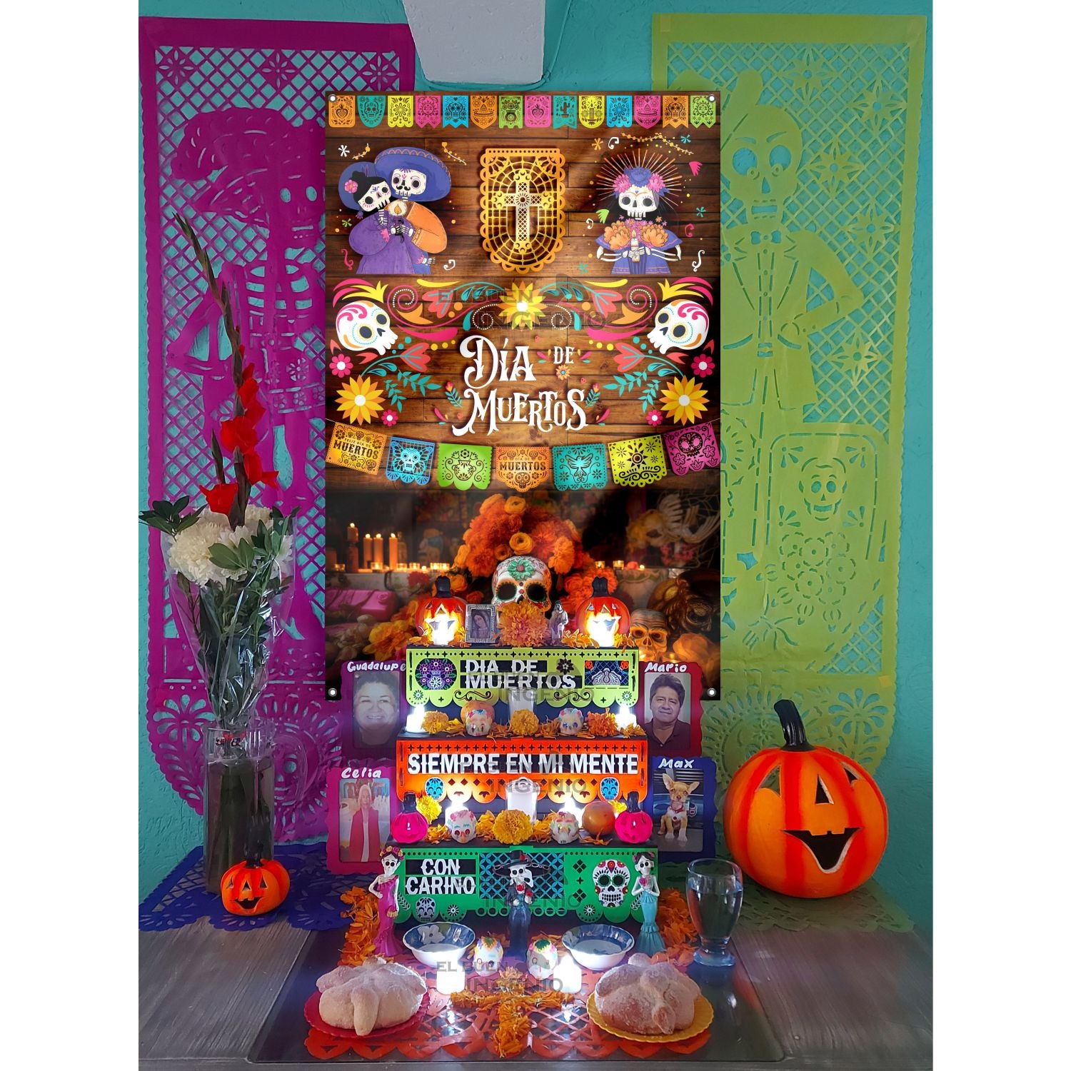 Lona impresa decoración altar ofrenda Dia de Muertos Halloween