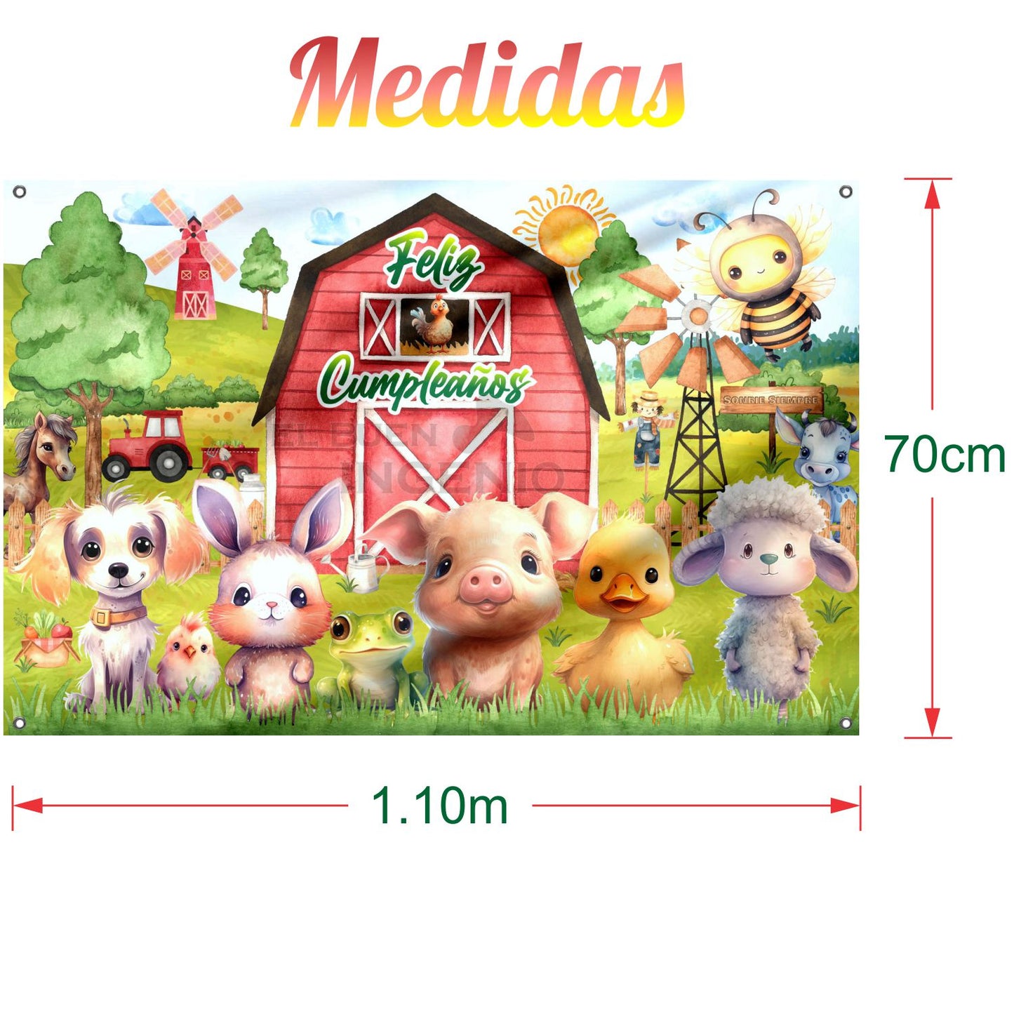 Lona impresa decoración fiesta mesa de dulces tema Tiernos Animales de la Granja