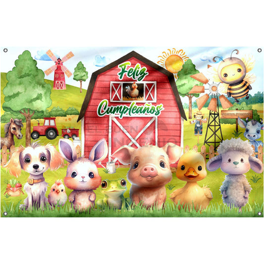 Lona impresa decoración fiesta mesa de dulces tema Tiernos Animales de la Granja