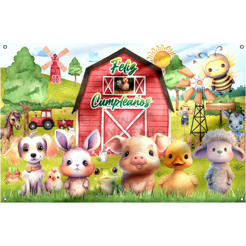 Lona impresa decoración fiesta mesa de dulces tema Tiernos Animales de la Granja