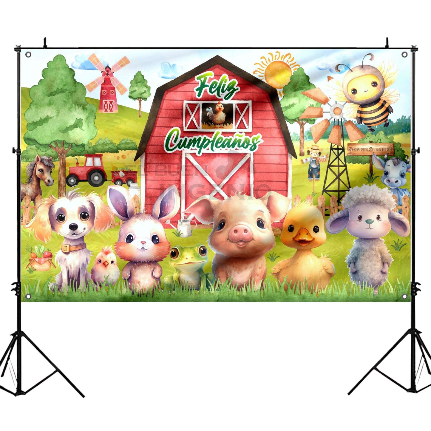 Lona impresa decoración fiesta mesa de dulces tema Tiernos Animales de la Granja