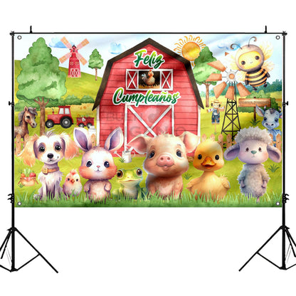 Lona impresa decoración fiesta mesa de dulces tema Tiernos Animales de la Granja