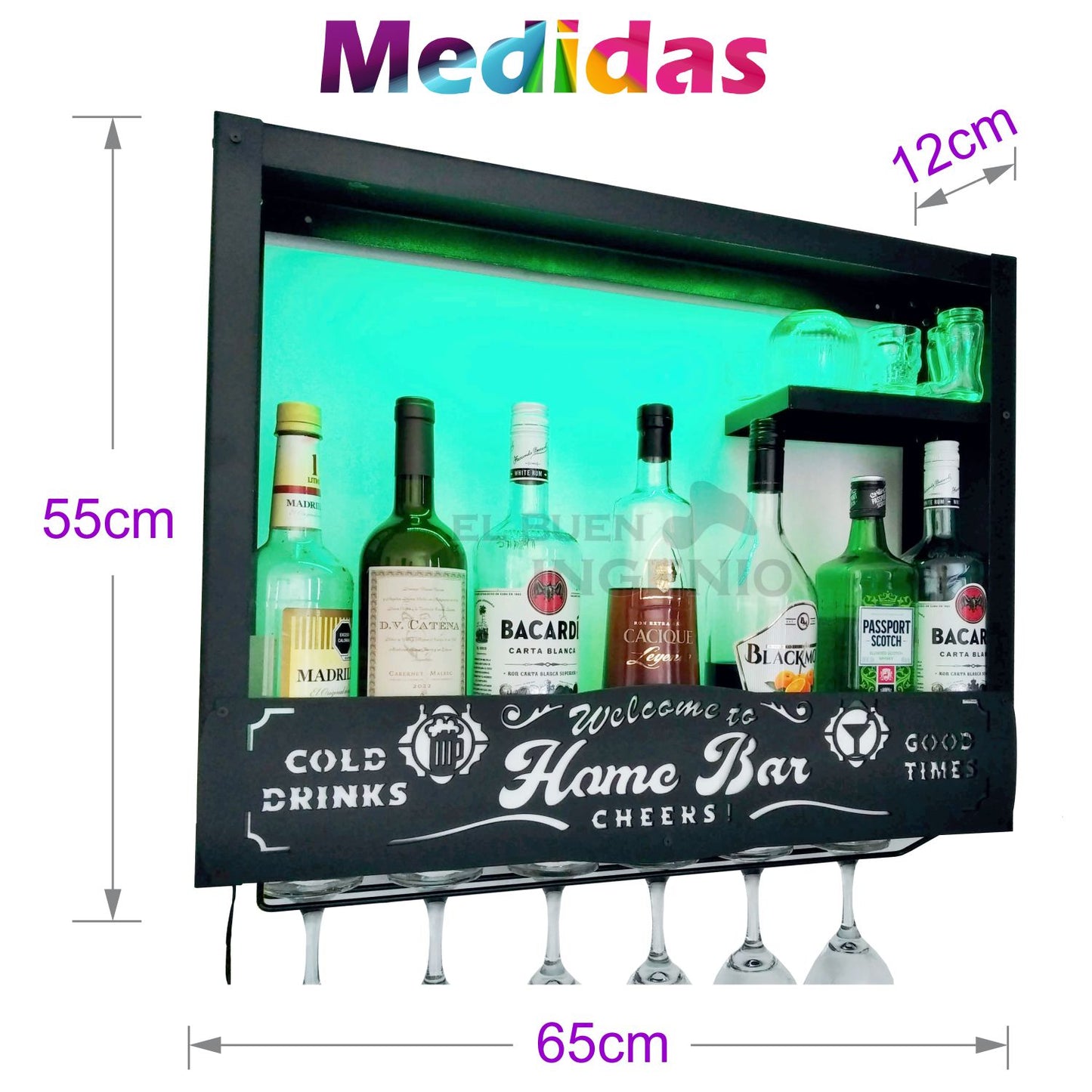 Cantina Inteligente Smart Alexa Google Moderna Repisa Flotante Bar Leds Multicolor RGB Porta Cava Vinos Armable