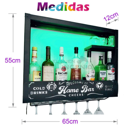 Cantina Inteligente Smart Alexa Google Moderna Repisa Flotante Bar Leds Multicolor RGB Porta Cava Vinos Armable