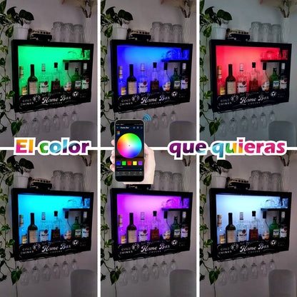 Cantina Inteligente Smart Alexa Google Moderna Repisa Flotante Bar Leds Multicolor RGB Porta Cava Vinos Armable