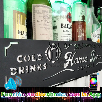 Cantina Inteligente Smart Alexa Google Moderna Repisa Flotante Bar Leds Multicolor RGB Porta Cava Vinos Armable