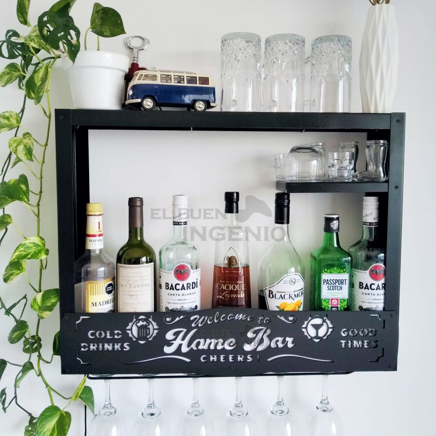 Cantina Inteligente Smart Alexa Google Moderna Repisa Flotante Bar Leds Multicolor RGB Porta Cava Vinos Armable