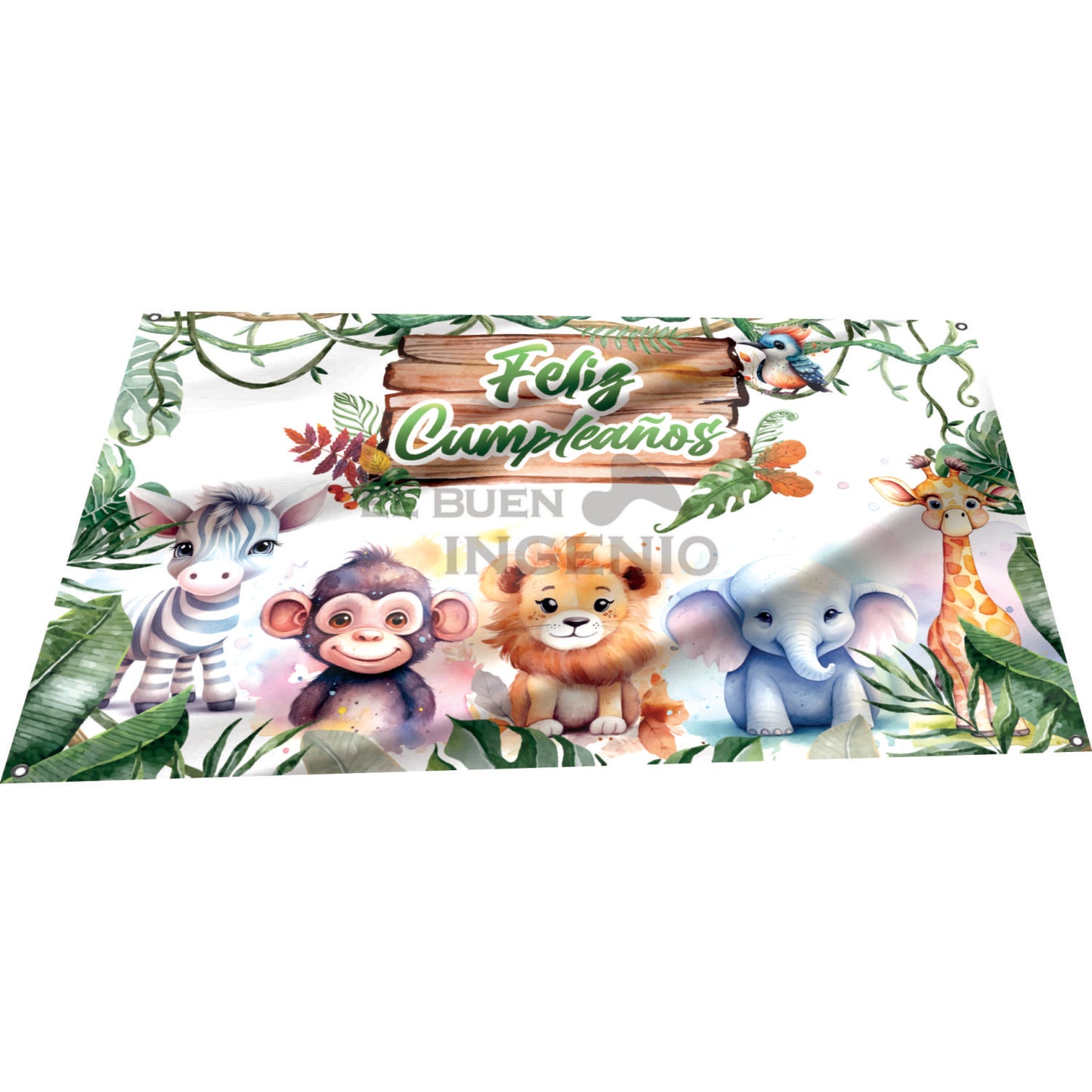 Lona impresa decoración fiesta mesa de dulces tema Tiernos Animales de la Jungla