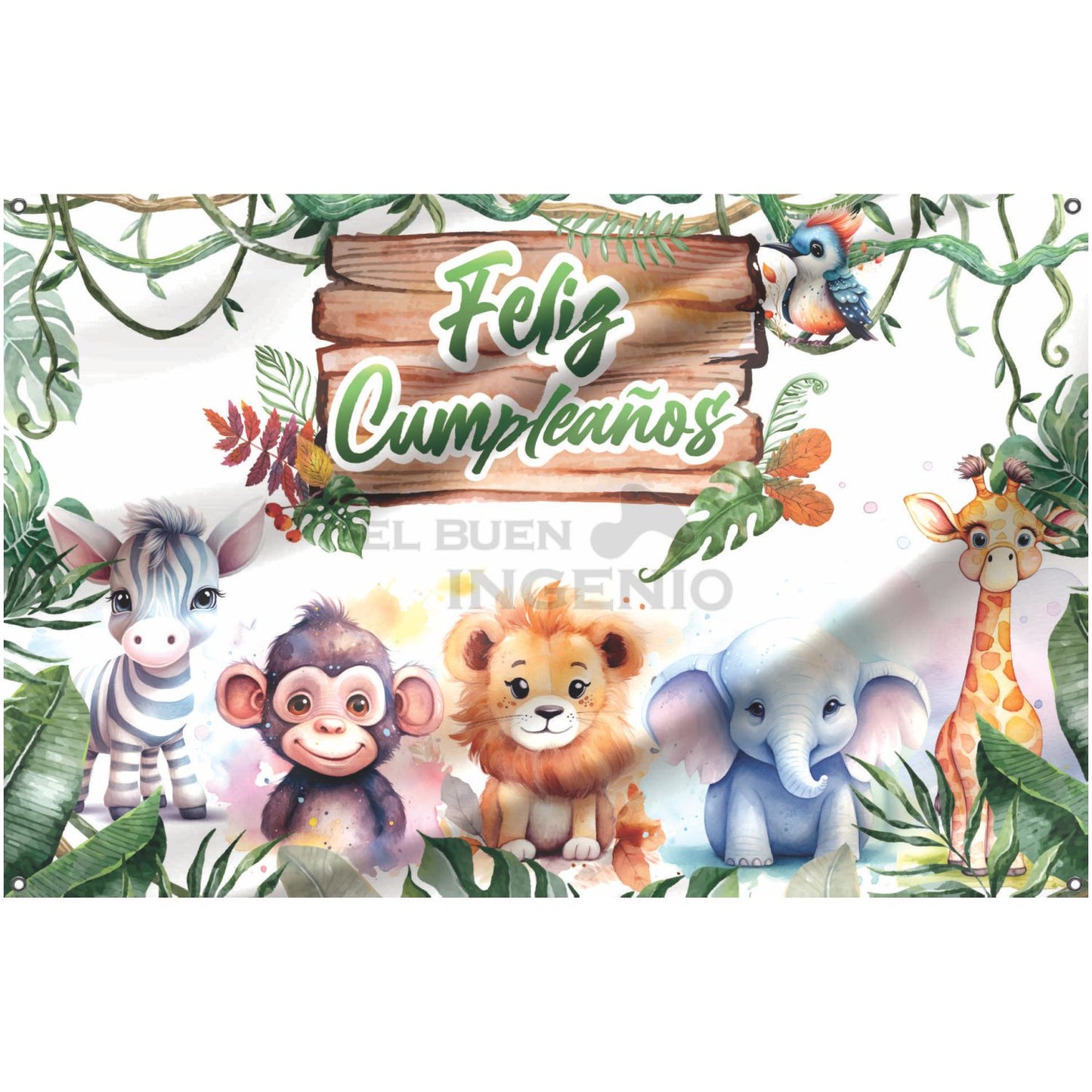 Lona impresa decoración fiesta mesa de dulces tema Tiernos Animales de la Jungla