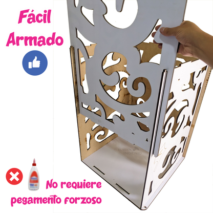Cilindros Cuadrados Candy Bar Armables Para Mesas De Dulces 1 Cara Blancos Exhibidores