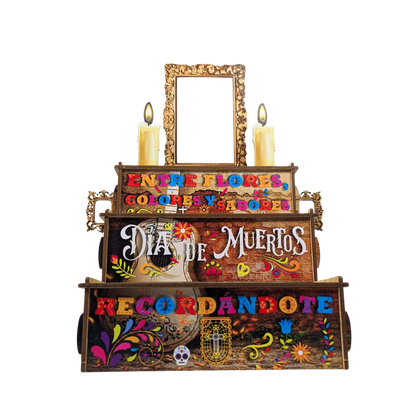 Mini Altar Ofrenda Dia De Muertos Escritorio Diseños Colores 20cm x 20cm x 20cm