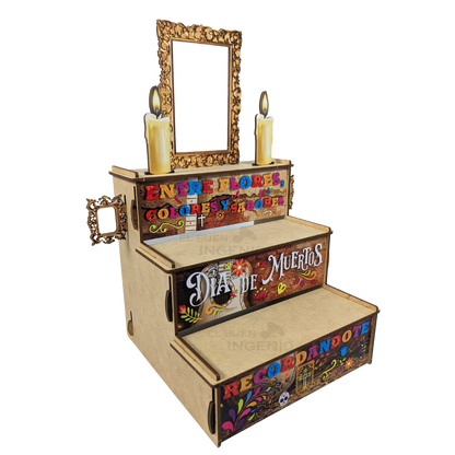 Mini Altar Ofrenda Dia De Muertos Escritorio Diseños Colores 20cm x 20cm x 20cm