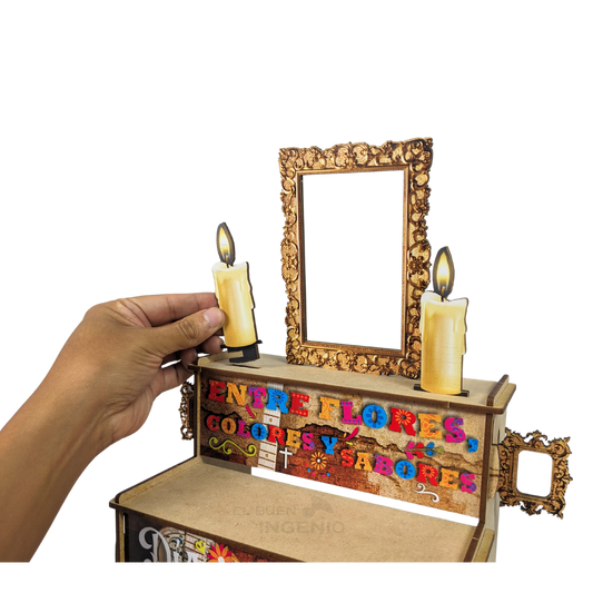 Mini Altar Ofrenda Dia De Muertos Escritorio Diseños Colores 20cm x 20cm x 20cm