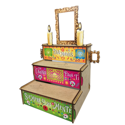 Mini Altar Ofrenda Dia De Muertos Escritorio Diseños Colores 20cm x 20cm x 20cm