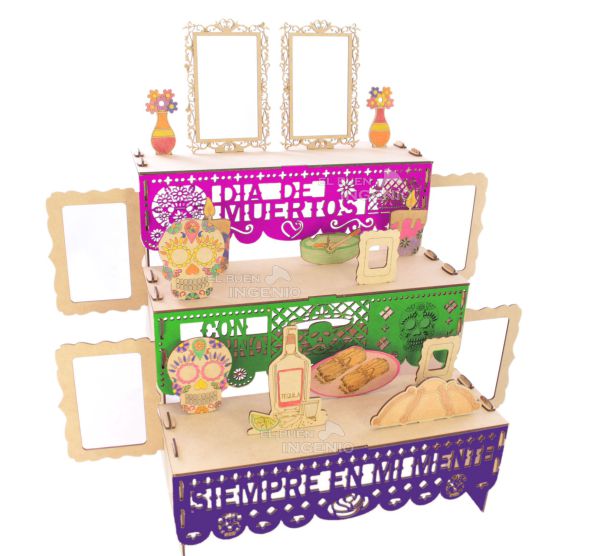 Paquetes Revendedor Mayorista Ofrendas Día De Muertos Madera OFRENDA DE TRES ESCALONES + OFRENDA SIETE ESCALONES