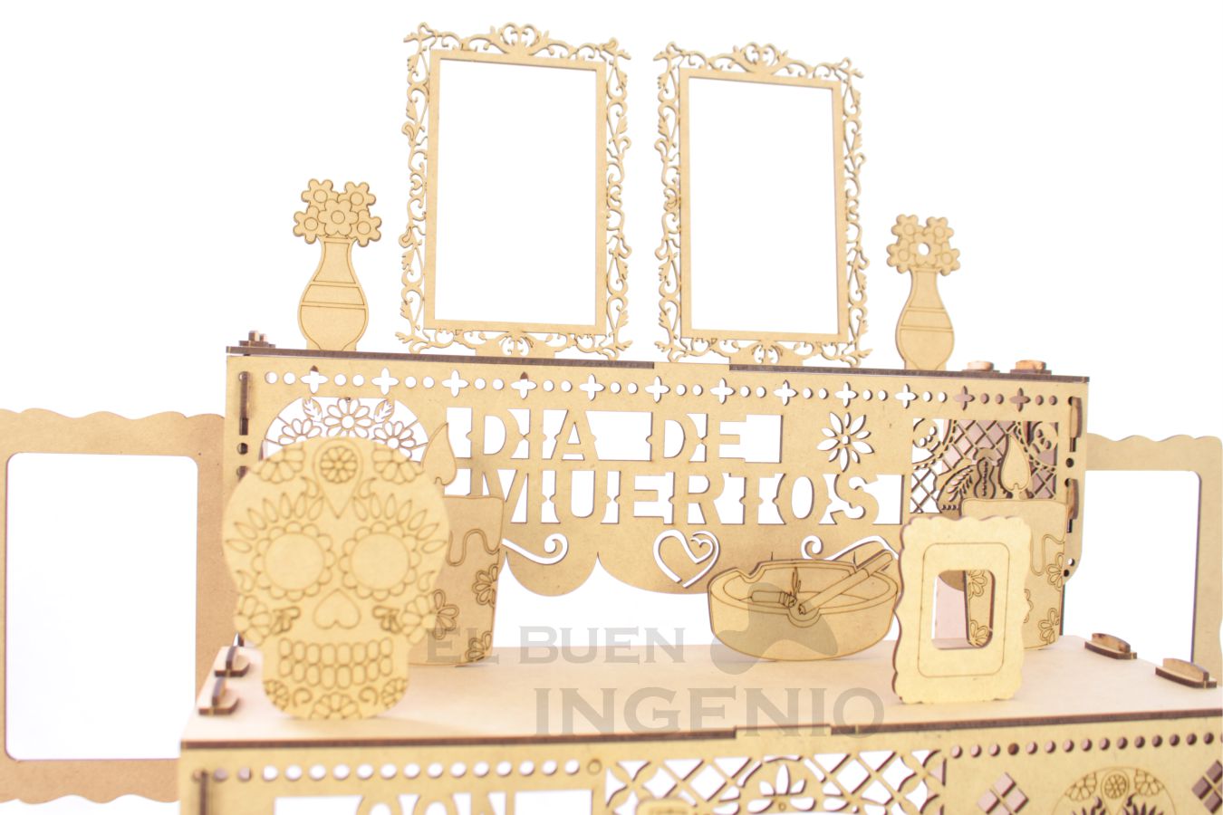 Paquetes Revendedor Mayorista Ofrenda Día De Muertos Madera TRES ESCALONES MDF Altar Con Decoración Y Adornos