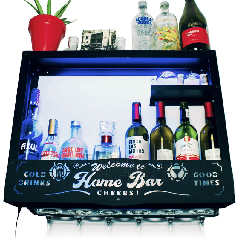 Cantina Moderna Repisa Flotante Bar Leds Porta Cava Vinos Armable