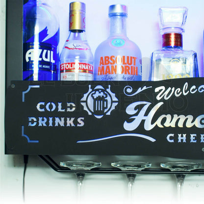 Cantina Moderna Repisa Flotante Bar Leds Porta Cava Vinos Armable