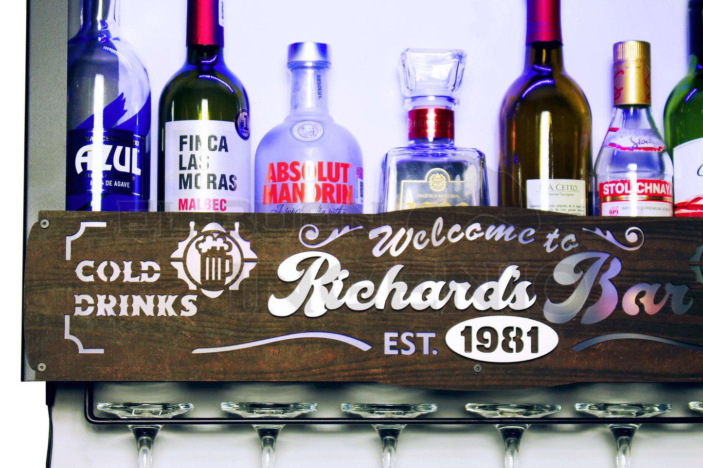 Bar Cava Cantina Moderna Leds Vinos Regalo Original Hombre Novio Personalizable Nombre-Año