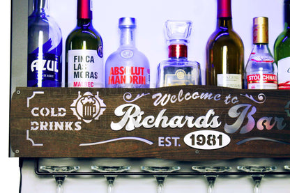 Bar Cava Cantina Moderna Leds Vinos Regalo Original Hombre Novio Personalizable Nombre-Año