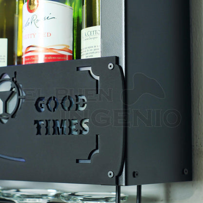 Cantina Moderna Repisa Flotante Bar Leds Porta Cava Vinos Armable UBER-MX