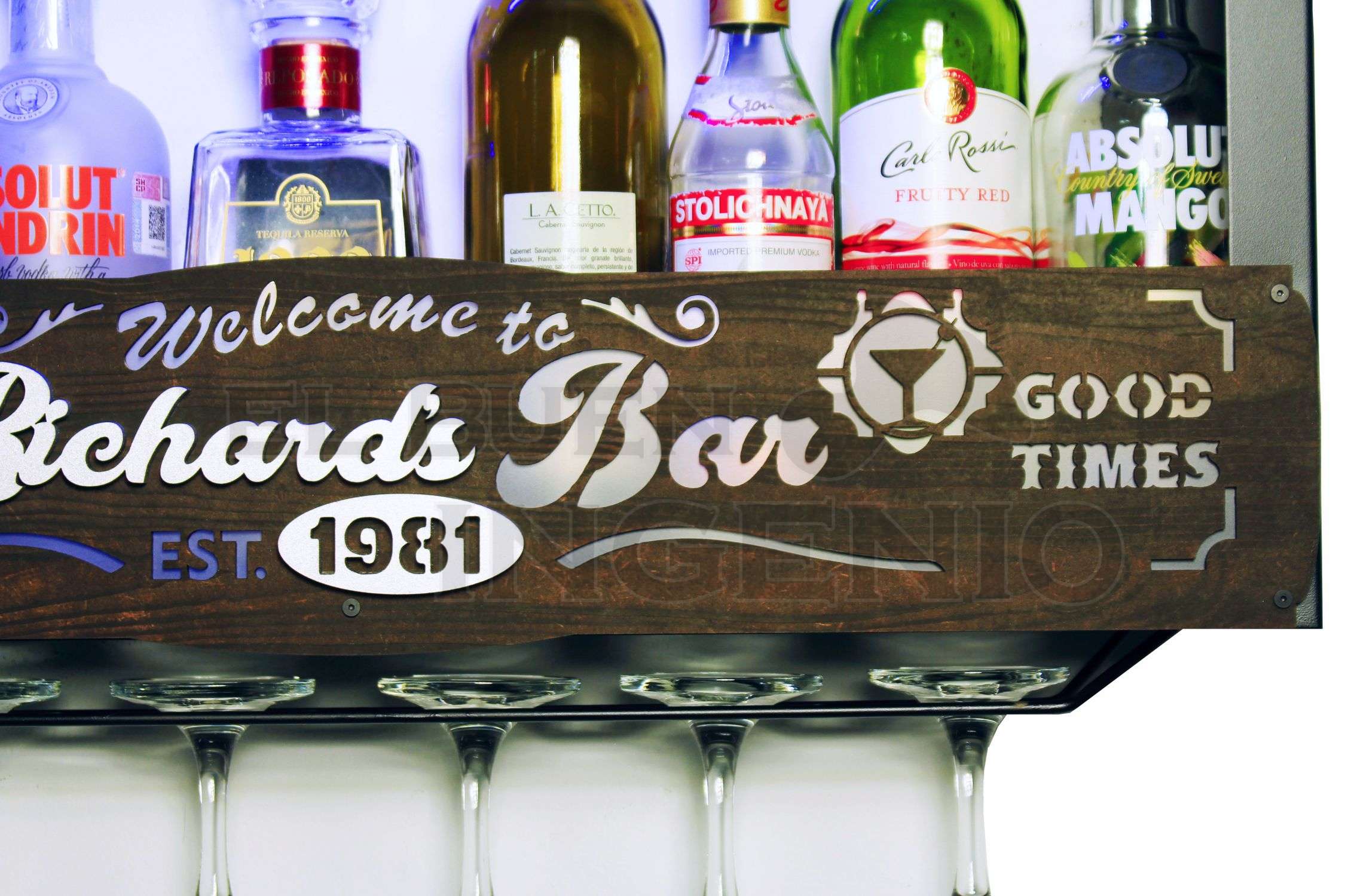 Bar Cava Cantina Moderna Leds Vinos Regalo Original Hombre Novio Personalizable Nombre-Año