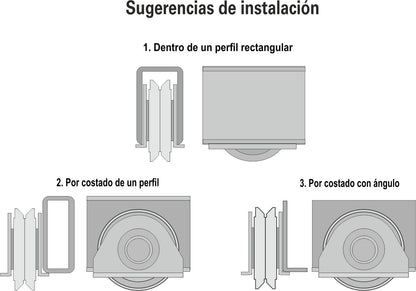Par Ruedas Rodajas Portones 7.5cm Base Placa Canal V Capacidad 250kg