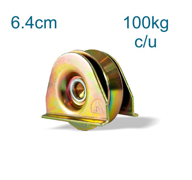 Par Ruedas Rodajas Portones 6.4cm Base Placa Canal V Capacidad 100kg