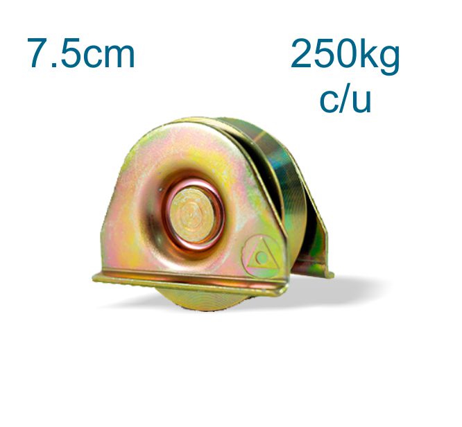 Par Ruedas Rodajas Portones 7.5cm Base Placa Canal V Capacidad 250kg