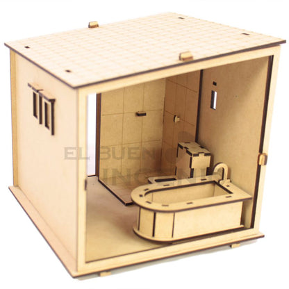 Set de baño para casas de muñecas de campo pequeñas