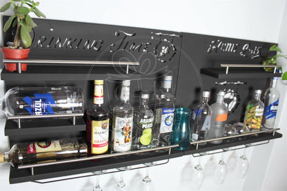 Bar Cantina Moderna Dos Piezas Repisa Cantinera Cava Porta Vinos Metalica