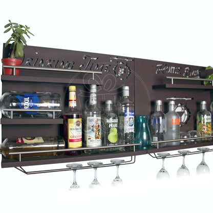 Bar Cantina Moderna Dos Piezas Repisa Cantinera Cava Porta Vinos Metalica