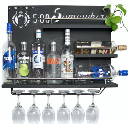 Led Bar Cantina Iluminada Multicolor Repisa Cantinera Cava Vinos Metalica