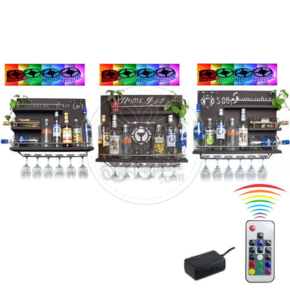Cantina Led Bar Iluminacion Multicolor Cantinera Kit Tres Piezas Iluminadas