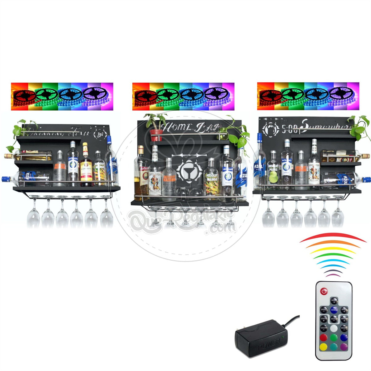 Cantina Led Bar Iluminacion Multicolor Cantinera Kit Tres Piezas Iluminadas