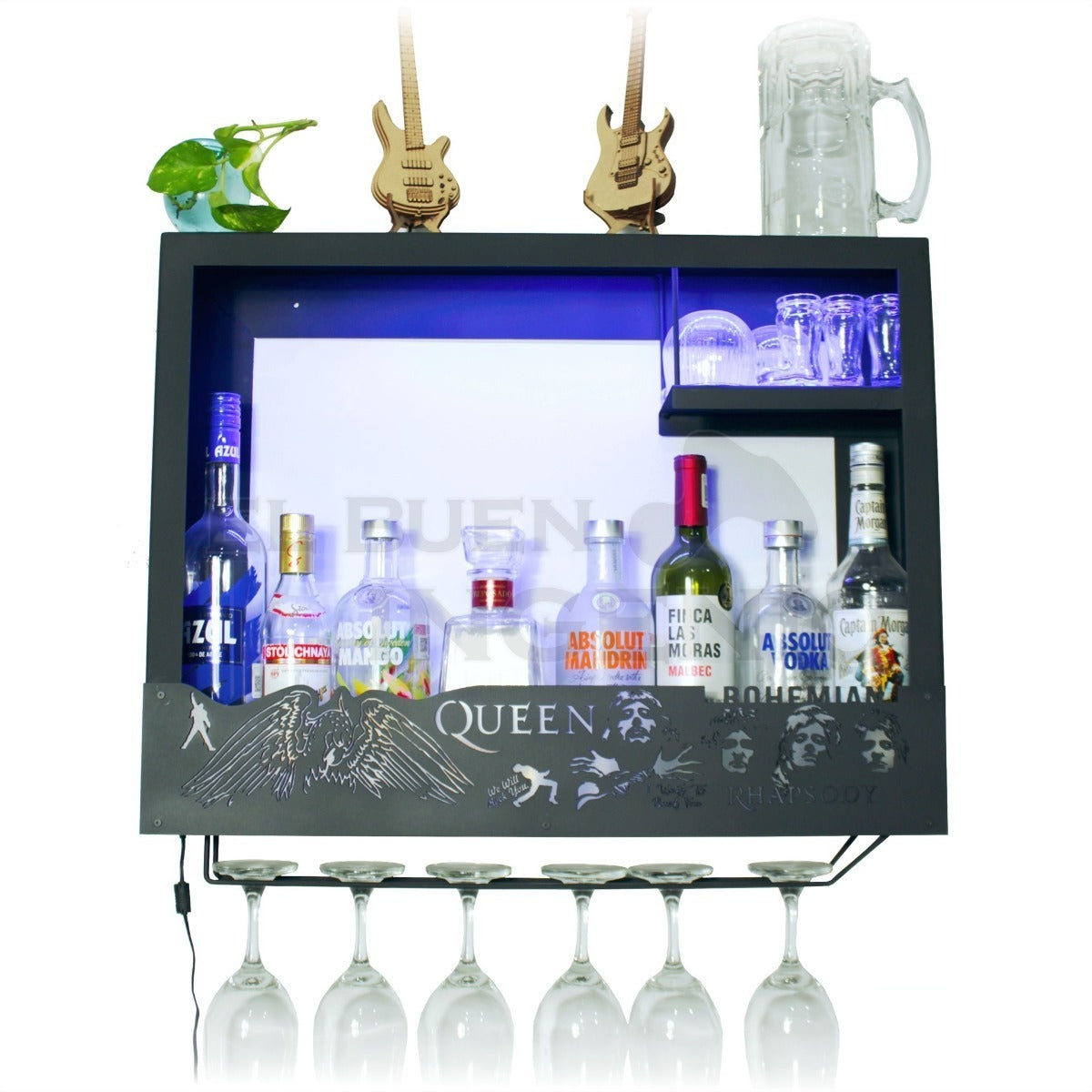 Cantina Queen Cava Moderna Led Freddie Mercury Porta Vinos Regalo Novio O Papa Bohemian Rhapsody Cantinera Minimalista